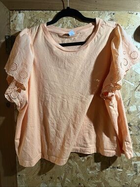 Peach Shirt with Patterned Sleeves